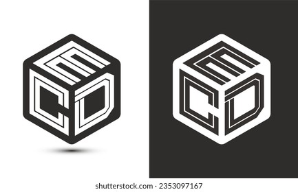 ECD letter logo design with illustrator cube logo, vector logo modern alphabet font overlap style. Premium Business logo icon. White color on black background