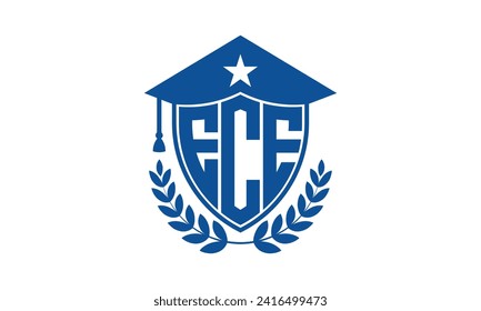 ECE initial letter academic logo design vector template. monogram, abstract, school, college, university, graduation, symbol, shield, model, institute, educational, coaching canter, tech, sign, badge