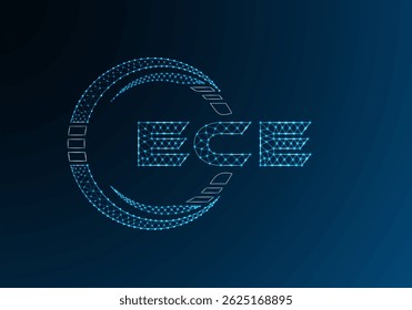ECE low poly letter logo vector design. ECE lower poly logo design. Low poly logo.