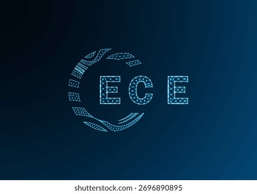 Diseño de Vector de logotipo de letra polivinílica baja ECE. Diseño de logotipo de poliéster inferior ECE. Diseño único del logotipo bajo poli de ECE.