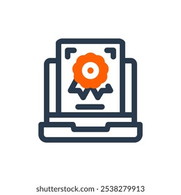 Ícone do Vetor do Sistema de Gerenciamento de Aprendizagem do E-Certificate