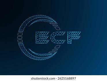 Diseño de Vector de logotipo de letra de polietileno bajo ECF. Diseño de logotipo de poliéster inferior ECF. Logotipo de poliéster bajo.