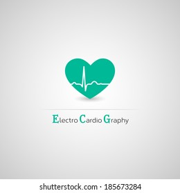 ECG background. Electrocardiography vector icon. ECG icon. ECG symbol. ECG vector illustration. ECG line and heart.