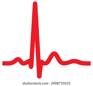 Ecg cardiac heart beat line. Cardiology, electrocardiogram, doctor, hospital Healthcare logo sign. normal sinus rhythm qrs complex. Vector illustration icon.	