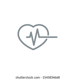 ECG cardiogram heart therapy outline flat icon. Single high quality outline logo symbol for web design or mobile app. Thin line sign design logo. gray icon pictogram isolated on white background