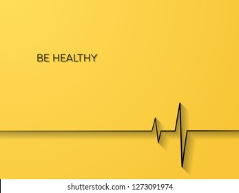 Ecg or cardiogram line vector concept background, 3d shadow line art. Symbol of healthy active lifestyle, healthy heart. Eps10 vector illustration.