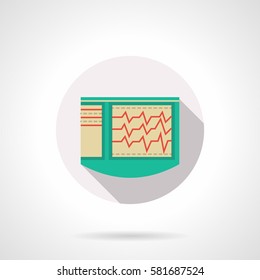 ECG for cardiological diagnosis. Round flat color style icon