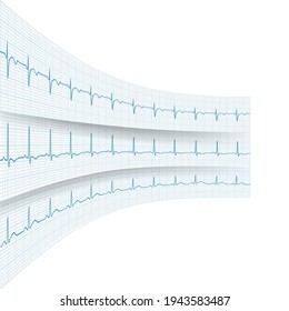 EKG kartiert in Bewegung ein als Konzept eines Lebenswegs, Vektorgrafik.
