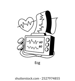 Ilustração do estilo de conceitos do Ecg. Arquivo EPS 10