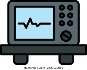 ECG Device Line Filled Vector Icon Design