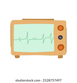 ecg ekg monitor cartoon. herhythm cardíaco, eletrodos forma de onda, arritmia portátil ecg ekg monitor sinal. símbolo isolado vetor ilustração