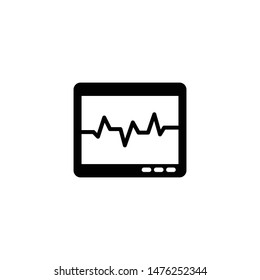 ECG, Electrocardiogram Icon. ICU Monitor Icon. Heart Rate Monitor Sign. EKG Machine Symbol. Medical Health Care Vector Illustration