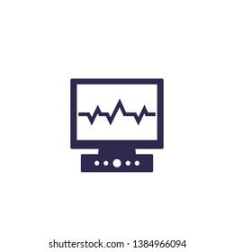 ecg, electrocardiogram icon on white