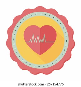 ECG flat icon with long shadow, eps10