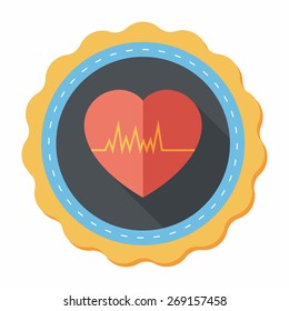 ECG flat icon with long shadow, eps10
