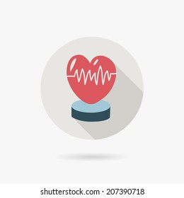 ECG Flat style Icon with long shadows