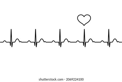 ECG. The heart beat like a black line on a white background. Pulse pattern. The diagram is schematic. Vector.