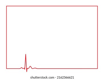 Ecg Heart Beat Line Frame Icon Symbol. Health Hospital Sport Logo Sign  Vector Illustration Image. Isolated On White Backround.	