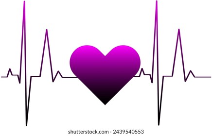 ECG heart beat line icon symbol, Heart beat pulse hospital logo sign. Vector.