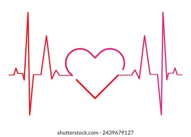 ECG heart beat line icon symbol, Heart beat pulse hospital logo sign. Vector.