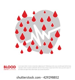 ECG heart with blood pattern background world blood donor day template