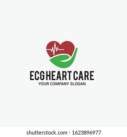 ecg heart care  Vector Logo Design