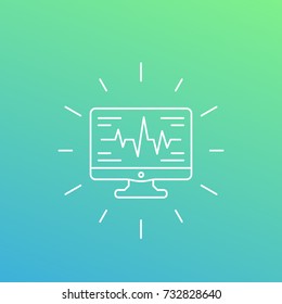 ecg, heart diagnostics icon, linear style