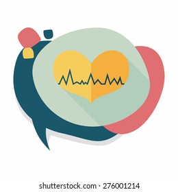ECG heart flat icon with long shadow