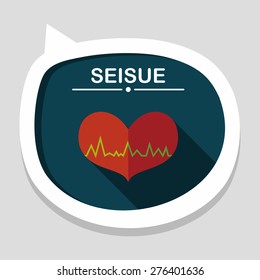 ECG heart flat icon with long shadow