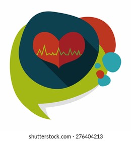 ECG heart flat icon with long shadow