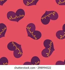 ECG heart flat icon seamless pattern background