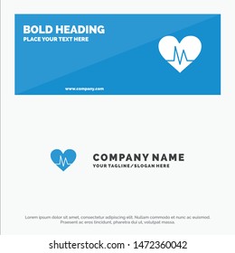 Ecg, Heart, Heartbeat, Pulse SOlid Icon Website Banner and Business Logo Template
