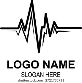 Plantilla del logotipo de la frecuencia cardíaca del ECG con el lema