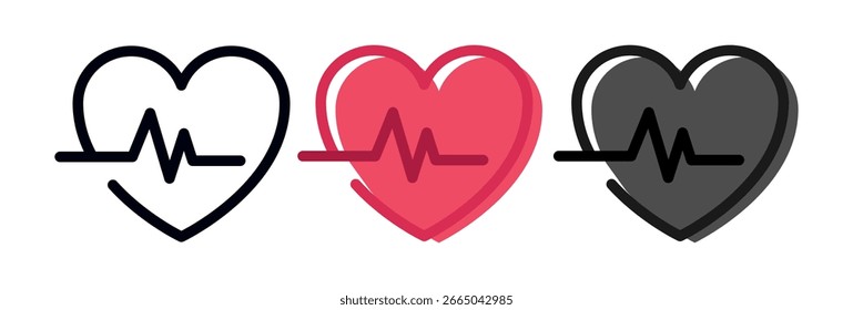 Ecg Heartbeat Line Hearts Vector