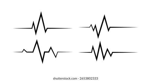 Vetor De Coleção De Linhas De Pulsação Ecg