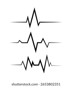 Vector De Colección De Líneas De Latidos Del Corazón De Ecg