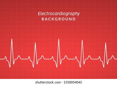 ECG heartbeat monitor, cardiogram heart pulse line wave. Electrocardiogram medical background.