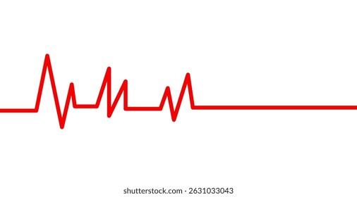 ECG Heartbeat Red Line Vector Illustration Isolated on White