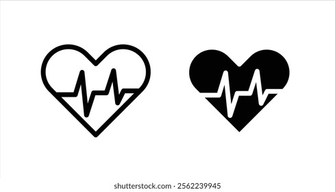 ECG Icon collection in filled and stroke style.