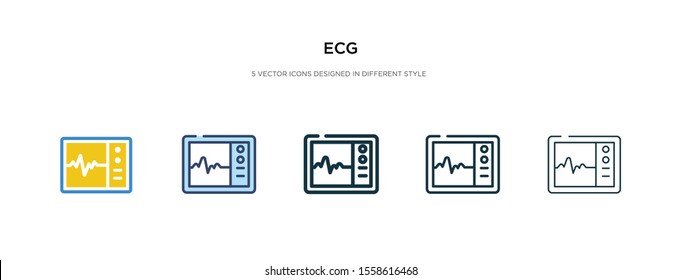ecg icon in different style vector illustration. two colored and black ecg vector icons designed in filled, outline, line and stroke style can be used for web, mobile, ui