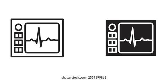 ECG Icon set in black color for ui designs