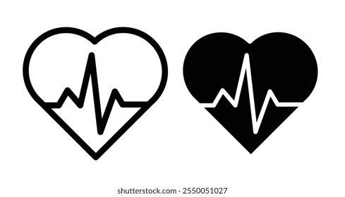 Icono de ECG en negro y línea llena.