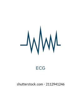 ecg icon. Thin linear ecg outline icon isolated on white background. Line vector ecg sign, symbol for web and mobile