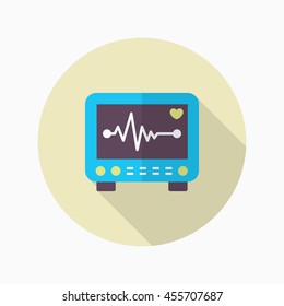ECG icon , Vector flat long shadow design.