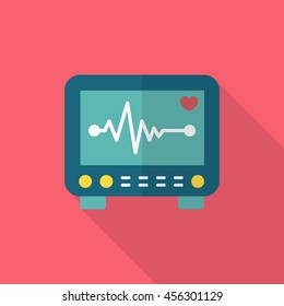 ECG icon , Vector flat long shadow design.