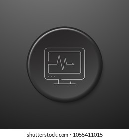 Icono de línea ECG. Botón de inserción negro