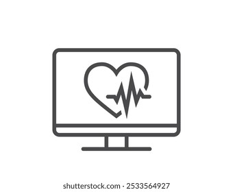 ecg line icon. cardiogram design element. heartbeat on computer monitor. isolated vector image in simple style