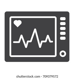 Ecg Machine glyph icon, medicine and healthcare, heartbeat sign vector graphics, a solid pattern on a white background, eps 10.