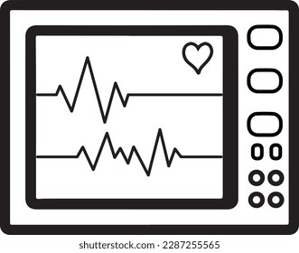 EKG-Maschinensymbol in schwarzem Stil einzeln auf weißem Hintergrund. Stockvektorgrafik von Medizin und Krankenhaus.