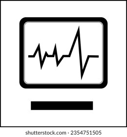 ECG-Maschinensymbol einzeln auf Zeichensymbolen - Vektorgrafik in hoher Qualität, Vektorsymbol in schwarzem Stil